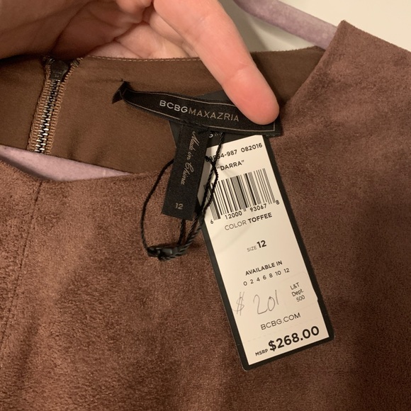 NWT Darra Toffee Brown Suede Short Sleeve Dress - Picture 3 of 5